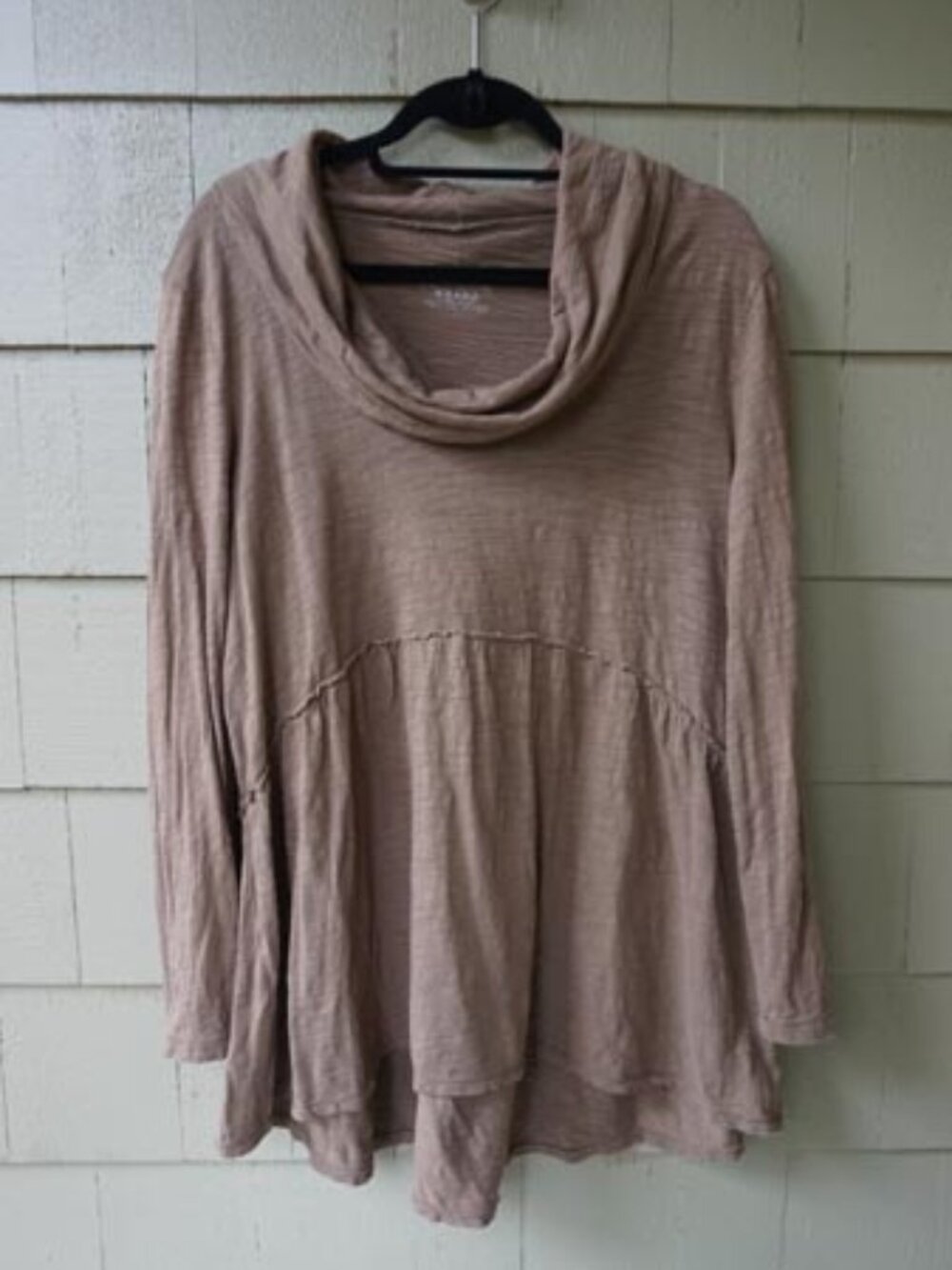 Neon Buddha Latte Brown Cowl Neck Top Long Sleeve High/Low Size L